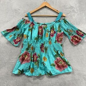 Vintage Collection Top Womens Medium Floral  Flare Sleeves‎ Boho Hippie 90s